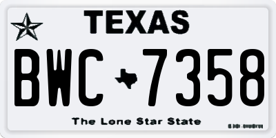 TX license plate BWC7358