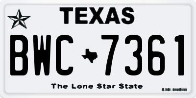 TX license plate BWC7361