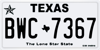 TX license plate BWC7367
