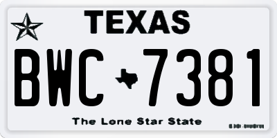 TX license plate BWC7381