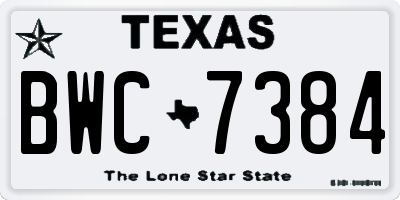 TX license plate BWC7384