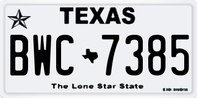 TX license plate BWC7385