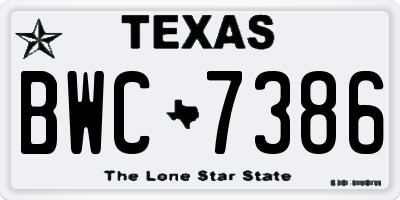 TX license plate BWC7386