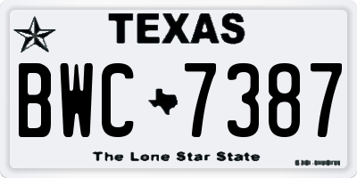 TX license plate BWC7387