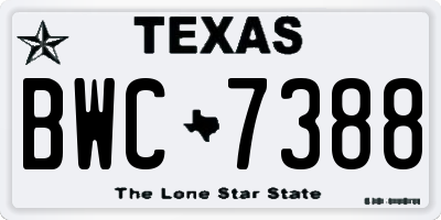 TX license plate BWC7388