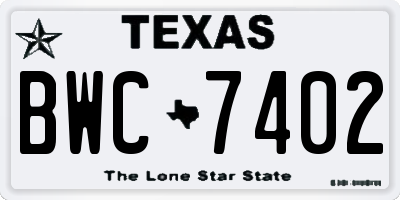 TX license plate BWC7402
