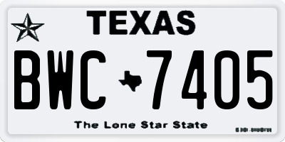 TX license plate BWC7405
