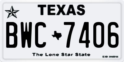TX license plate BWC7406