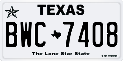 TX license plate BWC7408