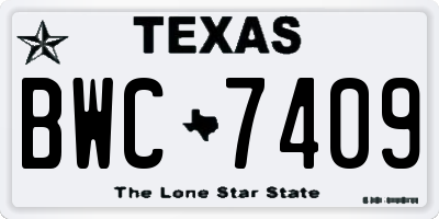 TX license plate BWC7409