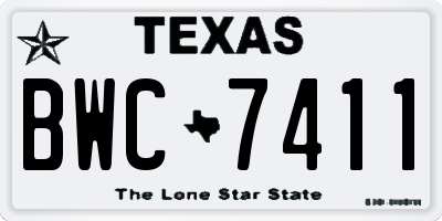 TX license plate BWC7411