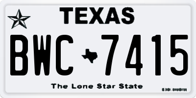 TX license plate BWC7415