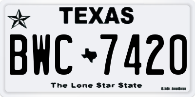 TX license plate BWC7420