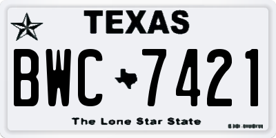 TX license plate BWC7421