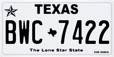 TX license plate BWC7422
