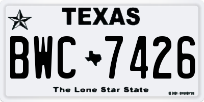 TX license plate BWC7426