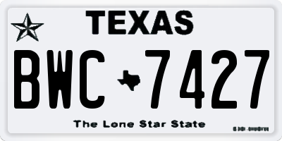 TX license plate BWC7427