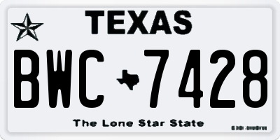 TX license plate BWC7428