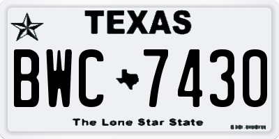 TX license plate BWC7430