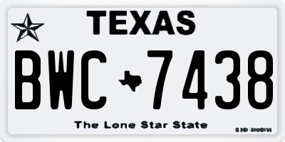 TX license plate BWC7438