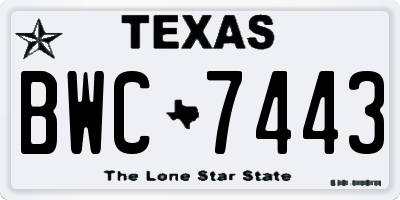 TX license plate BWC7443