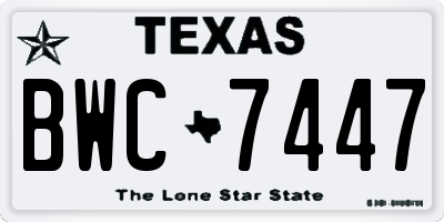 TX license plate BWC7447