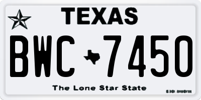 TX license plate BWC7450