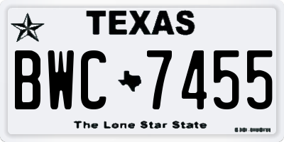 TX license plate BWC7455