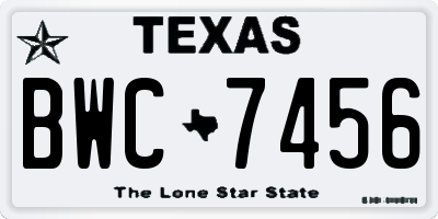TX license plate BWC7456