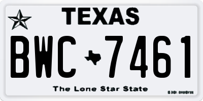 TX license plate BWC7461