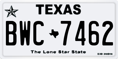 TX license plate BWC7462