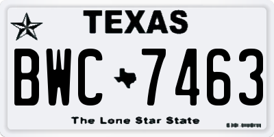 TX license plate BWC7463