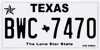 TX license plate BWC7470