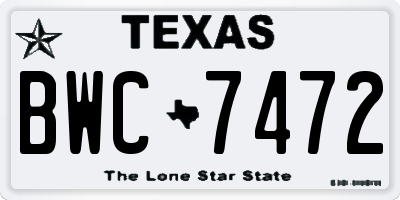 TX license plate BWC7472
