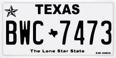 TX license plate BWC7473