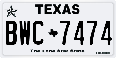 TX license plate BWC7474