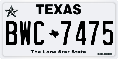 TX license plate BWC7475