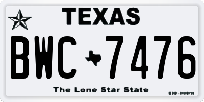 TX license plate BWC7476