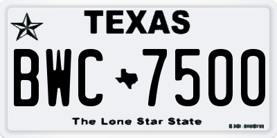 TX license plate BWC7500