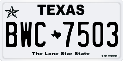 TX license plate BWC7503