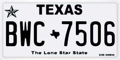 TX license plate BWC7506