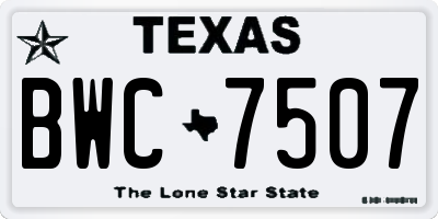 TX license plate BWC7507