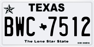 TX license plate BWC7512