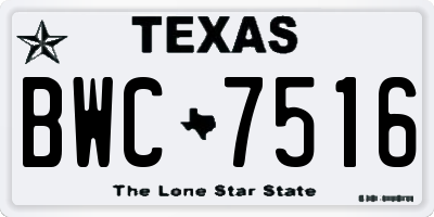 TX license plate BWC7516