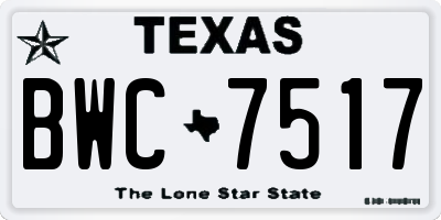 TX license plate BWC7517