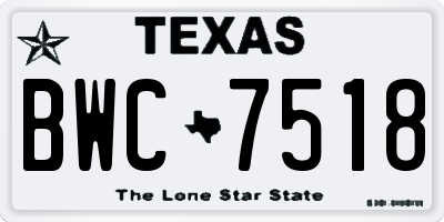 TX license plate BWC7518