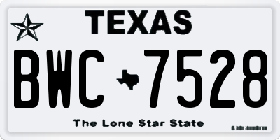 TX license plate BWC7528