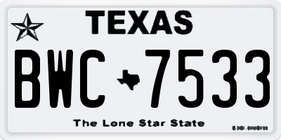 TX license plate BWC7533