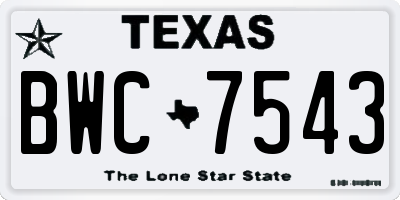 TX license plate BWC7543