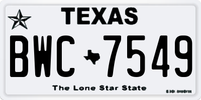 TX license plate BWC7549